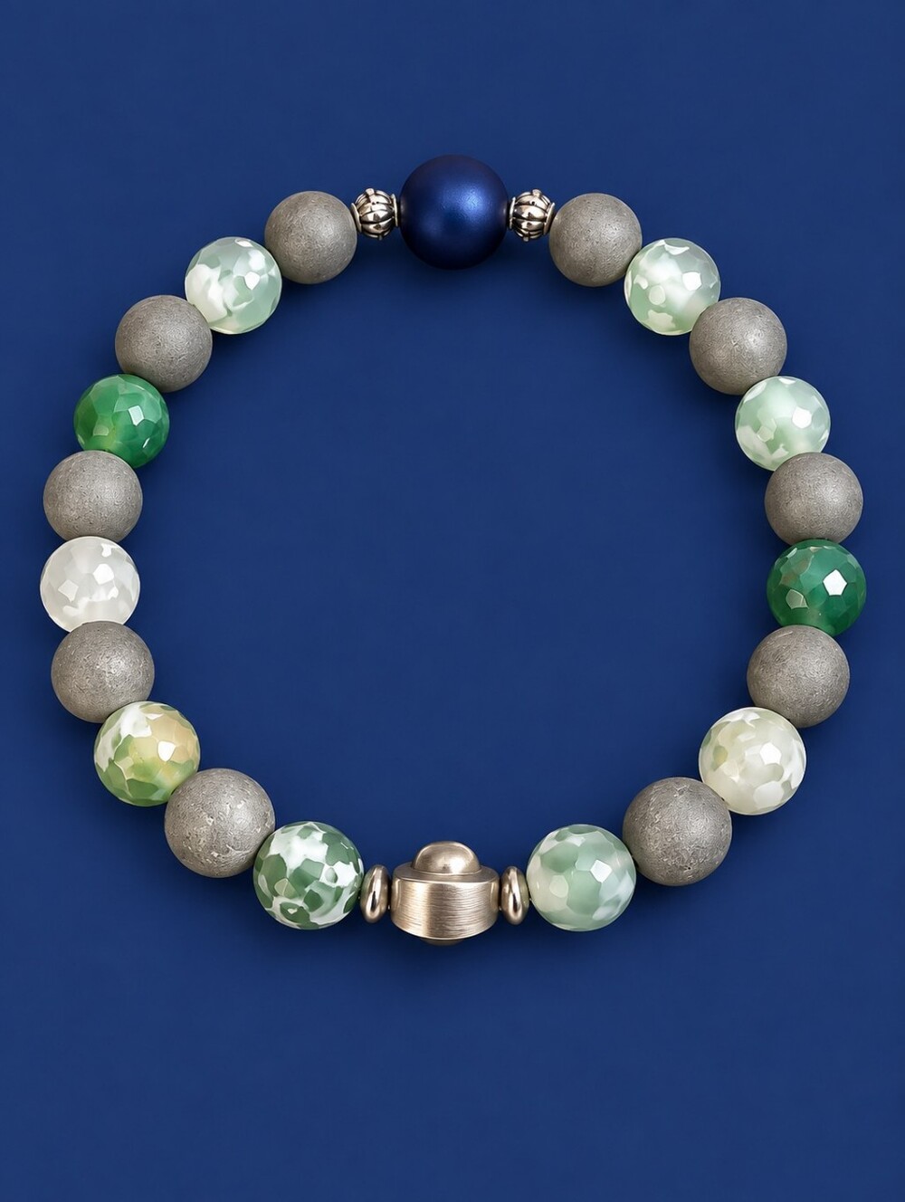 HANDMADE Fire Agate Druzy Beaded Unisex Stretch Bracelet